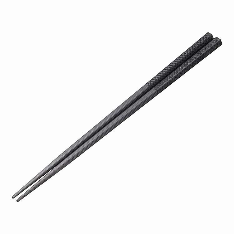 PBTチェック六角箸(10膳入) 黒 22.5cm(代引不可)