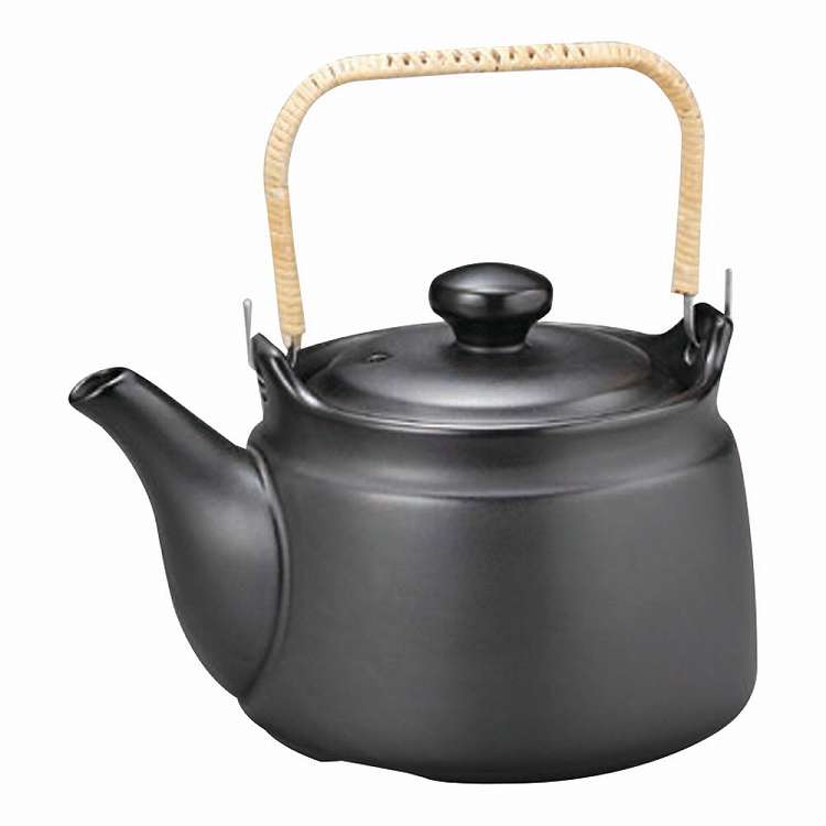 耐熱土瓶8号 黒釉 Y1052(代引不可)【送料無料】