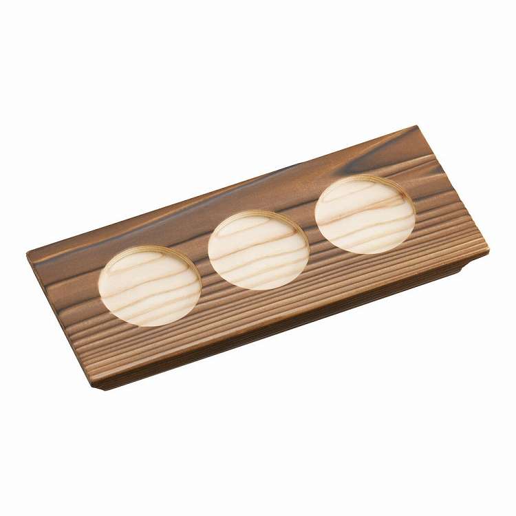 利き酒トレイ 焼杉 3穴 16228(代引不可)