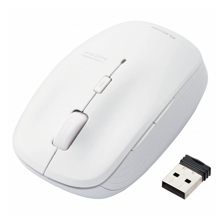 エレコム ワイヤレスマウス 無線 抗菌 ブルーLED 5ボタン 静音 Mサイズ ホワイト 進む戻るボタン M-BL21DBSKWH(代引不可)【送料無料】