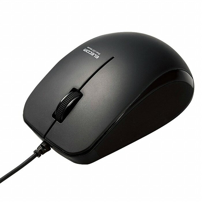エレコム ELECOM マウス 有線 抗菌 静音 ブルーLED 3ボタン Mサイズ ケーブル長1m ブラック M-BL27UBSKBK(代引不可)