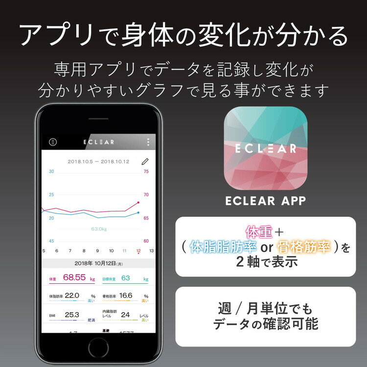 エレコム 体重計 体組成計 エレコム WiFi デジタル 50g単位 アプリ連動 乗るだけ測定 ブラック HCS-WFS01BK(代引不可)【送料無料】