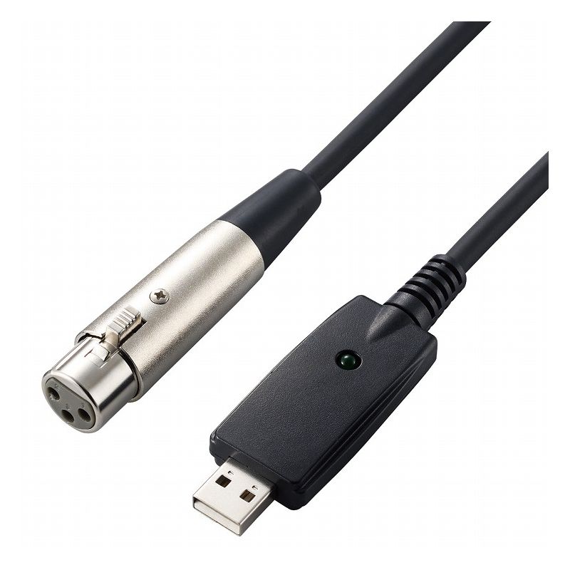 エレコム ELECOM オーディオインターフェース マイクケーブル USB-XLR 3m 楽器用 黒 DH-XLRU30BK(代引不可)【送料無料】【メール便（ネ..