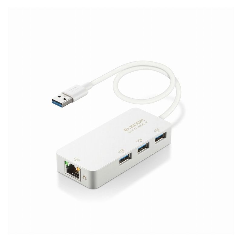 ELECOM LANץ ͭ A Giga USBϥ USB-A3 USB3.2 Gen1 3.1 Gen1 3.0 10 100 1000Mbps Windows Macб ۥ磻 쥳 EDC-GUA3H2-W(Բ)