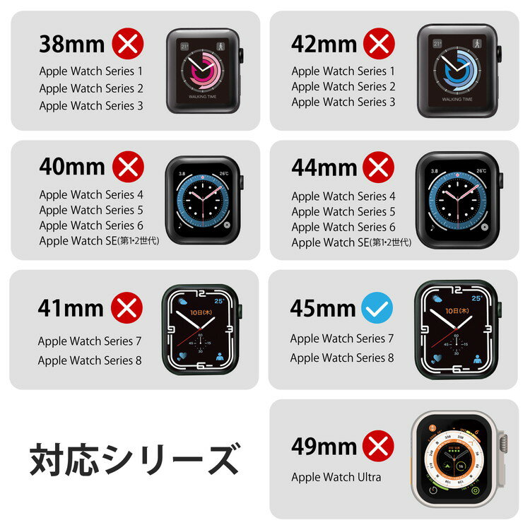 エレコム アップルウォッチ カバー Apple Watch Series 8 / 7 45mm フルカバー ゴリラガラス 表面硬度10H 全面保護 液晶 側面 耐衝撃 指紋防止 側面マット ブラック(代引不可)【送料無料】