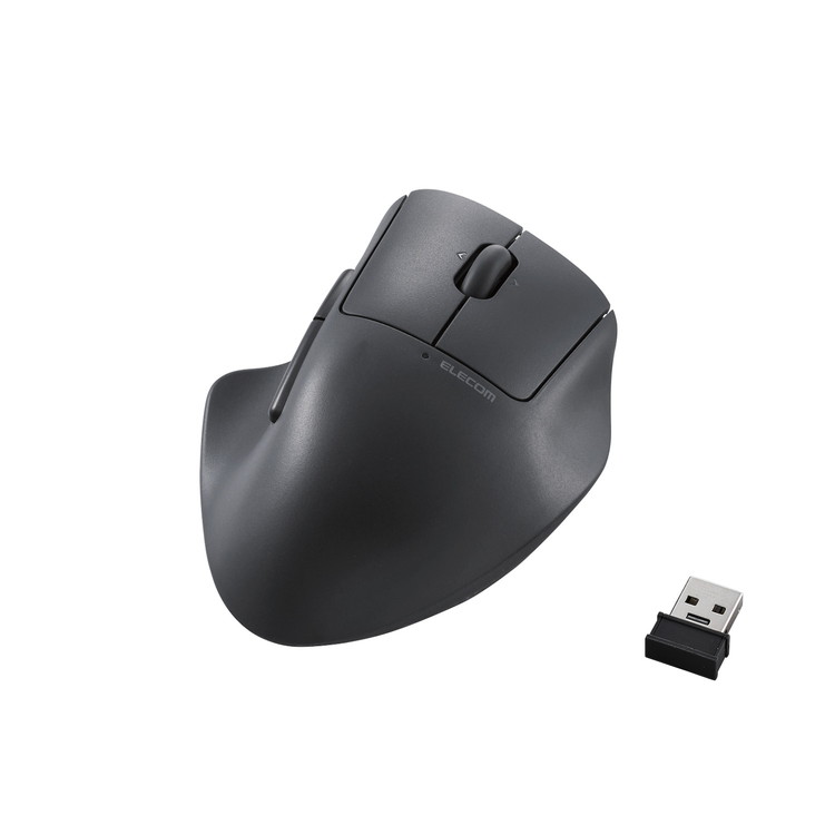 エレコム ELECOM 無線 2.4GHz マウス 静音 ワイヤレス 7ボタン チルトホイール付 エルゴノミクス 【 Windows 11 Mac Chrome 対応 】 抗菌 Mサイズ SHELLPHA ブラック(代引不可)【送料無料】(2)