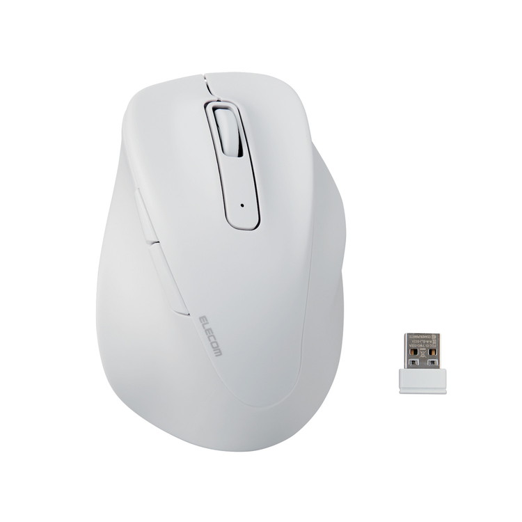 エレコム ELECOM ワイヤレス マウス 静音 無線 2.4GHz 5ボタン 右手専用 【 Windows 11 10 mac Chrome 対応 】 抗菌 XLサイズ EX-G ホワイト(代引不可)【送料無料】
