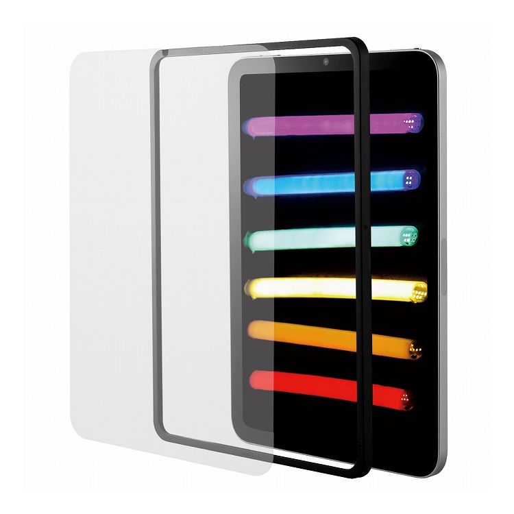 ELECOM iPad mini 8.3インチ 第6世代 (2021年) ガラスフィルム ガイドフレーム付 硬度9H 指紋防止 気泡防止 エレコム TBWA21SFLGGJ(代引不可)