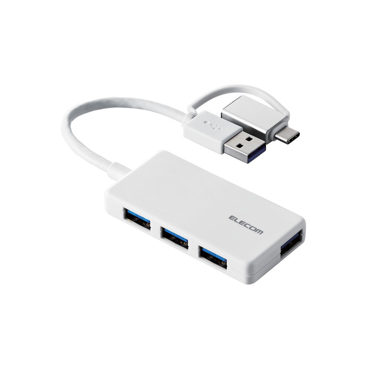 GR USB nu USB3.1 Gen1 USB-ARlN^ Type-C ϊA_v^[t USB-A|[g ~4 oXp[ ^ P[u10cm zCg U3H-CA4004BWH ELECOM(s)y[֔zzyz