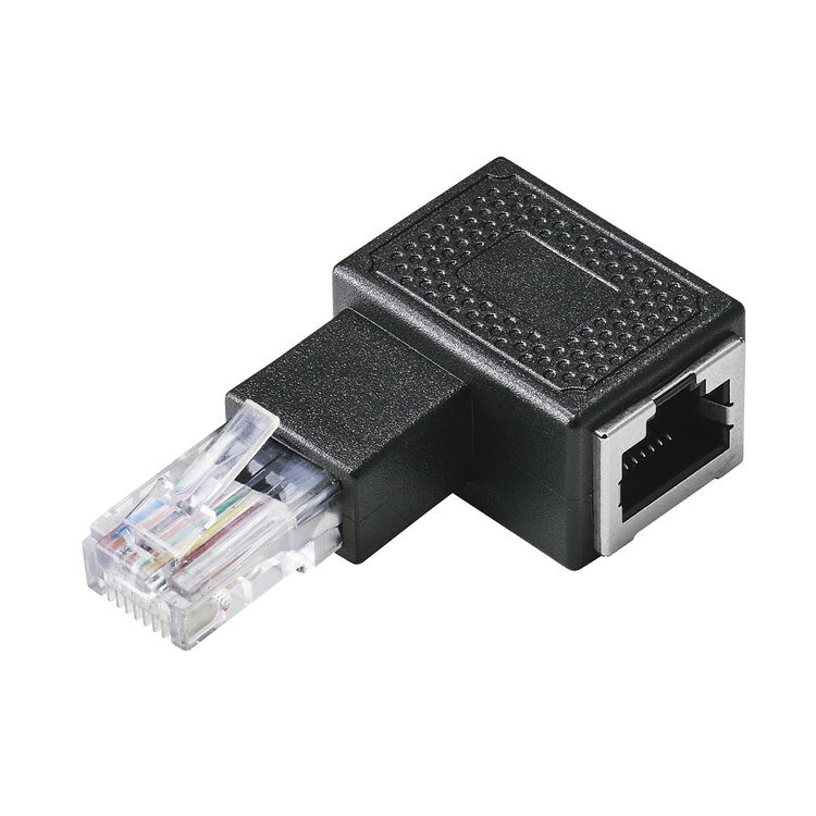 LANケーブル 延長コネクタ L字左向き 変換アダプタ Cat5e RJ45 中継コネクタ ギガビット対応 ブラック LD-RJ45U5ELLBK(代引不可)【メール便配送】【送料無料】