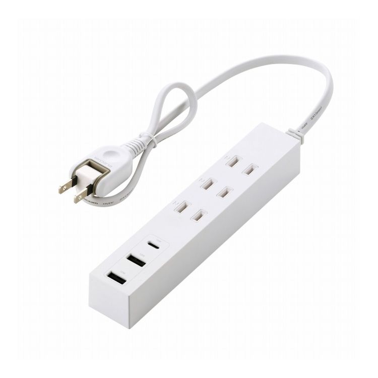 エレコム ELECOM 延長コード 電源タップ USBタップ 0.5m ( コンセント 3口 Type-C ×1 USB-A ×2 ) 雷ガード ほこり防止シャッター 絶縁..