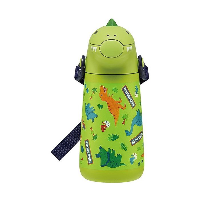 スケーター ダイカット ストロー ステンレス ボトル 370ml 水筒 保冷 専用 ディノサウルス キャラクタ..