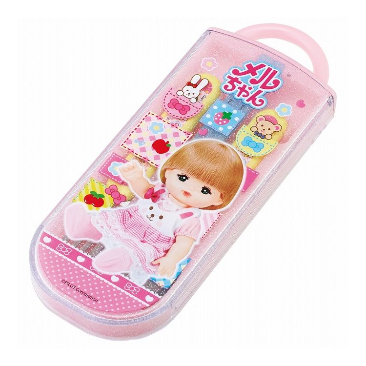 リコメン堂ホームライフ館のメルちゃん スプーン フォーク カトラリー セット 銀イオン 子供用 トリオセット 箸 キャラクター かわいい TACC2AG スケーター skater｜アングル2