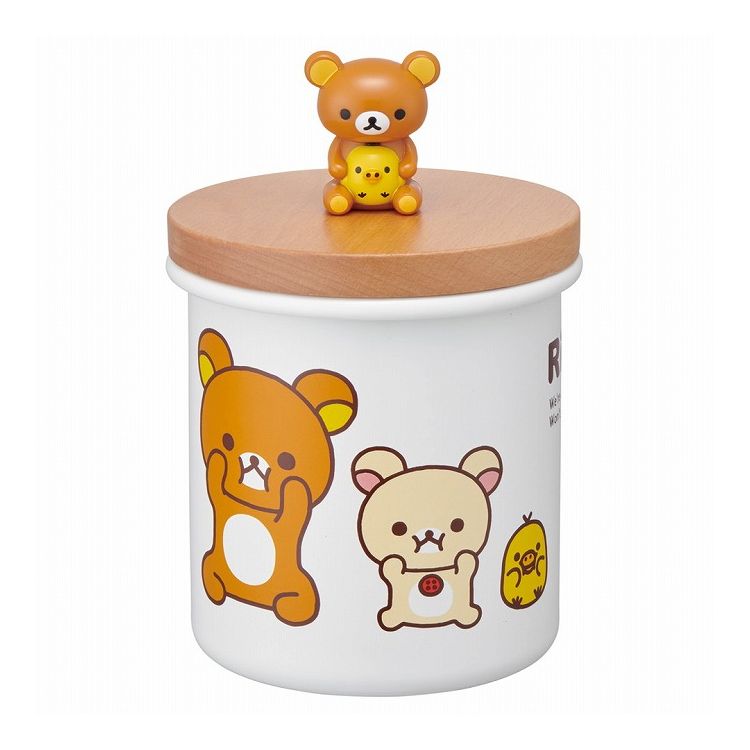 リラックマ マスコット付き キャニスター ホーロー 琺瑯 木 蓋 750ml 保存容器 キャラクター ENC8D スケーター skater【送料無料】