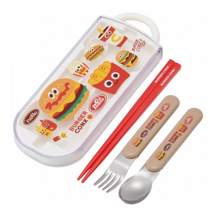 バーガーコンクス HELLO 子供用 トリオセット 箸 スプーン フォーク TACC2 子供 キャラクター スケータ..