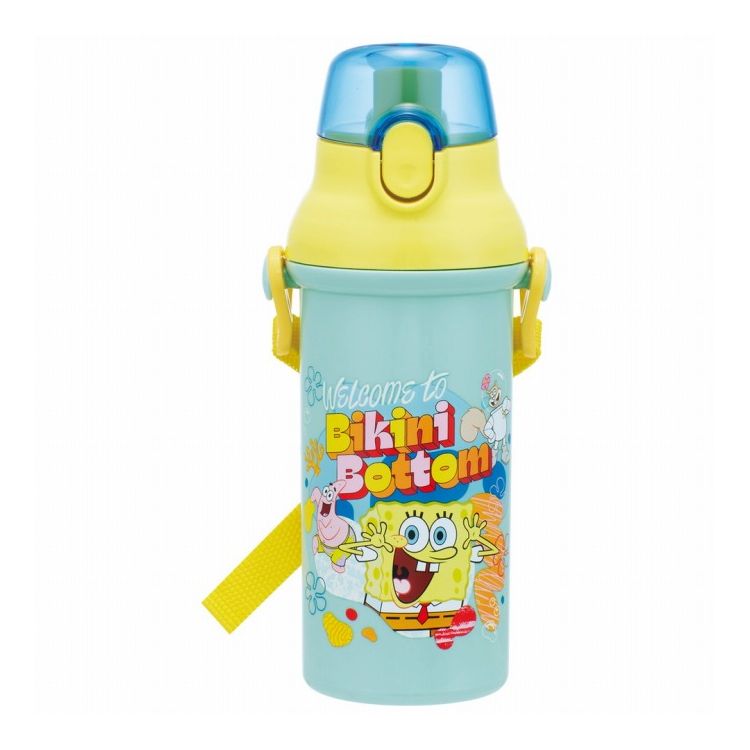 Children Canteen - スポンジ・ボブ 水筒 キッズ ワンタッチ プラスチック 直飲み ボトル 子供 かわいい 480ml PSB5SAN キャラクター スケーター skater【送料無料】