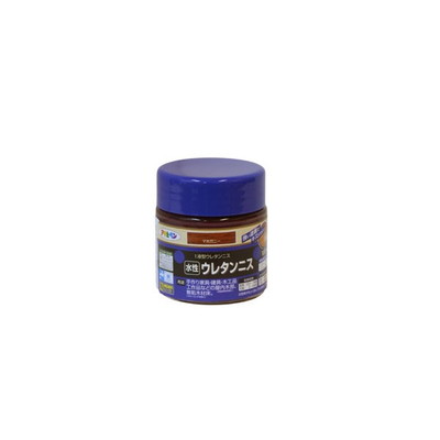 【商品説明】●着色と美しいツヤだしが同時にでき、木目をいかしたきれいなツヤに仕上がります。●塗膜は肉持ち感が良く、耐久性に優れています。●臭いが少なく、塗りやすい水性タイプです。【用途】●適した場所：屋内外区分　屋内用。●手作り家具・建具・木製品・工作品などの屋内木部（高級家具を除く)、無垢木材床。(フローリングを除く)●内容量：100mL●色：マホガニー●重量：260g●標準塗り回数：2回塗り●光沢：ツヤあり●塗膜の仕上がり：半透明●塗料タイプ：合成樹脂(ウレタン)●乾燥時間：夏期　30分〜1時間/冬期　2〜3時間●塗り重ね時間の目安：夏期　2時間以上/冬期　6時間以上●塗り面積：0.8〜1.3平方メートル(タタミ0.5〜0.8枚)●用途以外に使用しないで下さい。●食器など、口や食品に直接触れるものには塗らないで下さい。●ピアノ、美術工芸品、高級家具（桐の家具など）には塗らないで下さい。●油加工（ロウ仕上げやワックス）、UV塗装、セラミック塗装、化粧合板などの密着の悪い素材、湿っている素材、ひどく汚れている素材などには塗らないで下さい。●体調の悪いとき、アレルギー・化学物質に敏感な人は使用しないで下さい。●目に入ったり、皮膚に付着しないよう、また誤飲しないよう注意して取扱って下さい。●ニスがついても支障がない服装で作業して下さい。●塗装中、乾燥中とも換気を良くし、その後も塗料の臭いがなくなるまでは、ときどき換気をして下さい。●あらかじめ目立たない部分、または同種の木材で試し塗りをして、色・乾燥性・下地への影響・密着性などを確かめてから塗って下さい。●塗るときおよび塗ったニスが乾くまでの間も、5℃以下にならないような時間に塗って下さい。●乾燥が遅くなったり、泡が残ったりしますので、一度に厚く塗らないで下さい。●塗装はニス用の化繊ハケが適しています。獣毛が混ざったハケを使用するとハケが固まる場合があります。また、ローラー、コテバケでの塗装は泡立ちますので、避けて下さい。●古い塗膜が残っていると色むらになる場合がありますので、古い塗膜は充分に取り除いて下さい。●塗装した上にテーブルクロスなどの塩化ビニル製品を使用したり、置いたりしないで下さい。その際は、本品ではなく、アサヒペン水性高耐久2液ウレタンニスを塗装して下さい。●耐熱性、耐溶剤性、硬度などの塗膜性能については、アサヒペン水性高耐久2液ウレタンニスの方が優れていますので、使用する部分に応じて使い分けて下さい。●熱したヤカンなどを直接塗装した上に置かないで下さい。●ヤニのある箇所は、ラッカーうすめ液でヤニを充分に拭き取って下さい。また、ヤニやアクの多い下地に塗装した場合、乾燥が著しく遅くなることや乾かないことがあります。●塗り面積・乾燥時間は、塗布量・下地・塗り方・気象条件などによって異なります。●容器は塗料を使い切ってから捨てて下さい。やむを得ず塗料を捨てるときは、アサヒペン水性・油性兼用塗料固化剤で固化するか、新聞紙などに塗り広げ、完全に乾かしてから捨てて下さい。※メーカーの都合によりパッケージ、内容等が変更される場合がございます。当店はメーカーコード（JANコード）で管理をしている為それに伴う返品、返金等の対応は受け付けておりませんのでご了承の上お買い求めください。【代引きについて】こちらの商品は、代引きでの出荷は受け付けておりません。【送料について】北海道、沖縄、離島は送料を頂きます。
