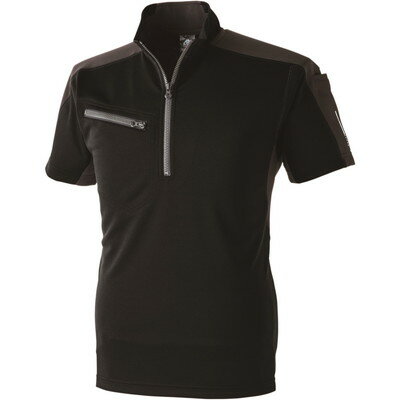 中国産業 Cs 1721-19-SS ZIP半袖ポロ クロ SS #1721-19-SS(代引不可)【送料無料】