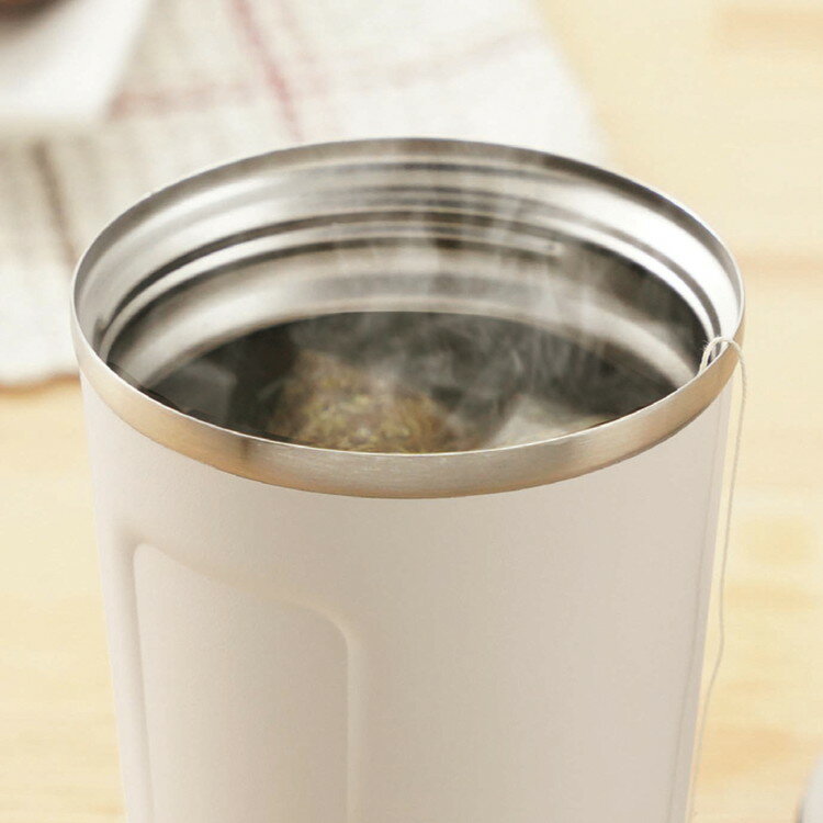 カクセー cococafe -ココカフェ- (パウダーコート)蓋付き真空二重タンブラー 400ml アイボリー CC-40I(代引不可)