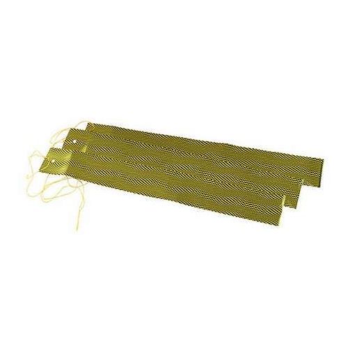 【用途】●ハト、カラス、ムクドリなど、ほとんどの鳥害対策。【商品説明】●鳥の本能に起因した、全く新しい鳥害対策品です。●鳥の目から見るとヘビに見え、効果あります。●鳥の多くは赤・緑・青に紫外線をプラスした、4色型色覚を持っており眼の中心が魚眼レンズのようになっております。●鳥がヘビウロコを見ると模様が立体的に見え本能的にヘビと認識して近づかなくなります。●取り付けは付属の紐で吊るすだけで簡単です。●設置間隔は50cmから1mごとに、風でなびくように取り付けてください。《スペック》■フィルムサイズ：幅50mm×長さ400mm。■紐の長さ：460mm。■入数：3枚。《材質》■テープ材質：PETアルミ蒸着フィルム。■紐材質：ポリエチレン撚糸(銀ラメ入り)。【代引きについて】こちらの商品は、代引きでの出荷は受け付けておりません。【送料について】北海道、沖縄、離島は送料を頂きます。