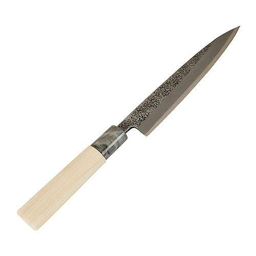 商品説明【用途】●料理用。【商品説明】●播州三木打刃物の伝統と新技術の融合により、硬さ・粘り・持続性・切れ味を追求した逸品です。●家庭でもアウトドアでも重宝する、万能的に使える包丁です。●鯵などの小魚の三枚おろしや細かい調理にも便利です。《スペック》■刃渡り：約150mm。■刃部：片刃。《材質》■刃部材質：白紙相当。■柄部：木柄＋マーブル柄つば。【代引きについて】こちらの商品は、代引きでの出荷は受け付けておりません。【送料について】北海道、沖縄、離島は送料を頂きます。
