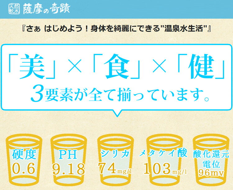 薩摩の奇蹟 天然水 10L 2個セット 天然温泉水 硬度0.6 超軟水 軟水 ミネラルウォーター シリカウォーター(代引不可)【送料無料】 rcmdva-11662197 リコメン堂ホームライフ館 サンプル画像2