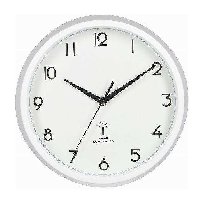 電波掛時計 カペラ Φ27cm W270×D50×H270mm ポリスチレン ガラス ウォッチ おしゃれ ホワイト(代引不可)..
