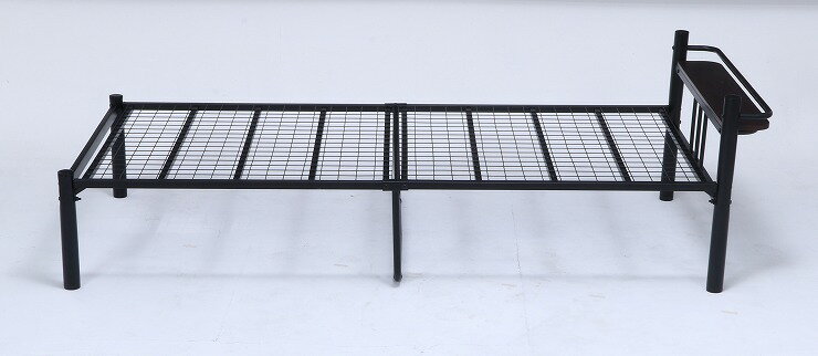 宮付 シングルベッド W1000×D2190×H635mm スチール MDF(PVC) おしゃれ ブラック(代引不可)【送料無料】 [2]