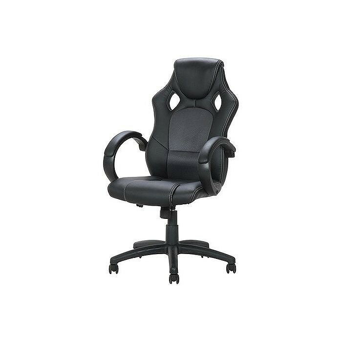 レーシングチェアー W630×D710×H1060~1160mm 430~530mm 合成皮革 ナイロン樹脂 鉄 おしゃれ ブラック(..