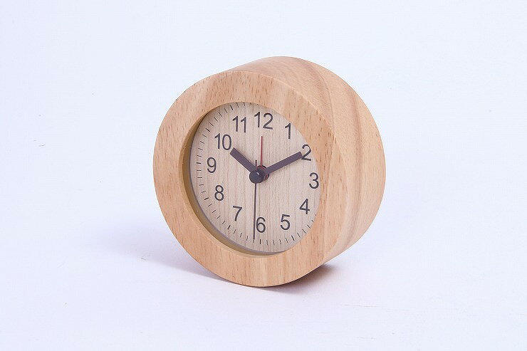 置時計 ウッド ラウンド W102×D42×H102mm 天然木 PE ウォッチ おしゃれ ナチュラル(代引不可)【送料無料】
