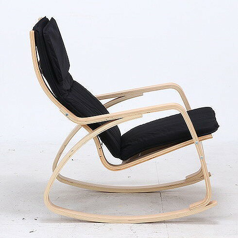 リラックスチェアー スリム ロッキングタイプ W670×D960×H900mm 480mm 綿35 ポリエステル65 樺材 おしゃれ ブラック(代引不可)【送料無料】 [2]