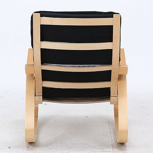 リラックスチェアー スリム ロッキングタイプ W670×D960×H900mm 480mm 綿35 ポリエステル65 樺材 おしゃれ ブラック(代引不可)【送料無料】 [3]