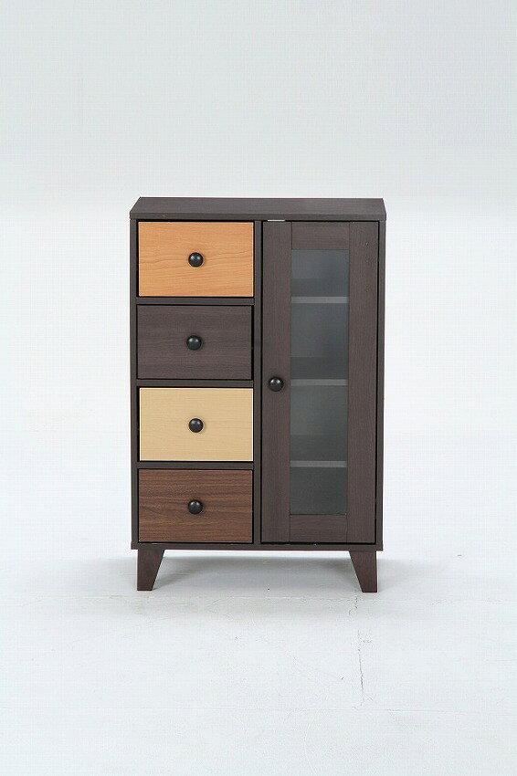 ウッドグラデーション キャビネット 引出4杯 W590×D390×H890mm MDF パチクルボード...