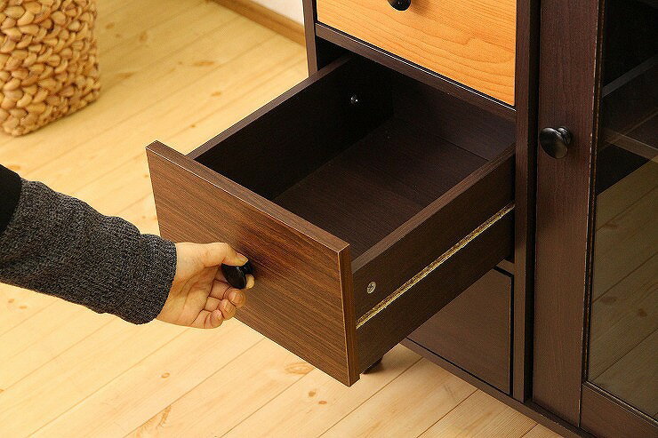 ウッドグラデーション キャビネット 引出4杯 W590×D390×H890mm MDF パチクルボード...