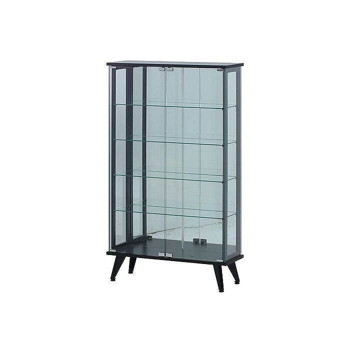 ガラスディスプレイラック ブラック W800×D270×H1340mm 強化ガラス おしゃれ(代引不可)【送料無料】