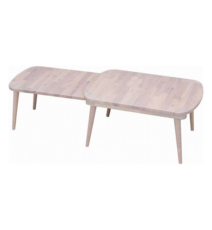センターテーブル ホワイトウォッシュ 幅70~120cm 奥行50cm 高さ34cm(代引不可)【送料無料】 [3]