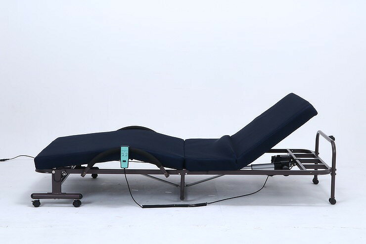 リコメン堂ホームライフ館の折たたみ電動ベッド 幅100×奥行207.5×高さ42.5cm スチール ポリエステル100% ウレタンフォーム 電動(代引不可)【送料無料】｜アングル3