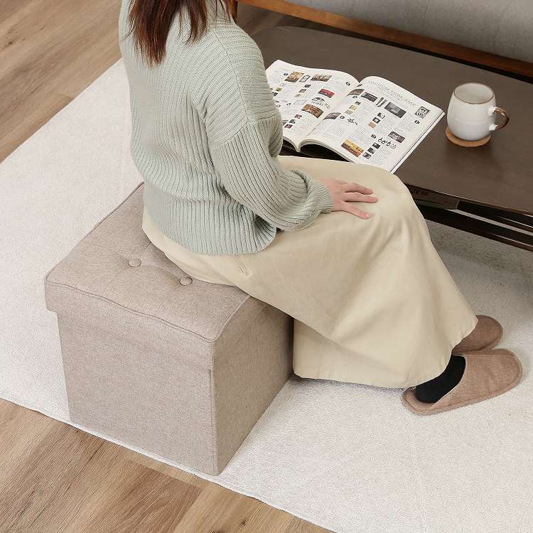 ディノ ボックススツール W38 BE DBR BR 収納スツール オットマン リビング 玄関 椅子 スツール(代引不可)【送料無料】 [3]