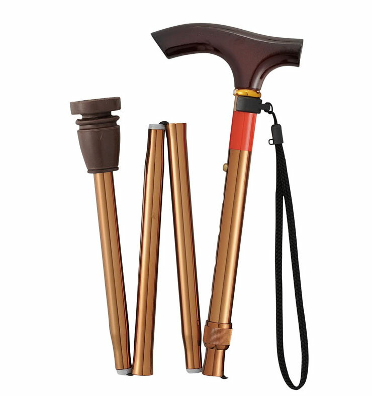 幸和製作所 TacaoF テイコブ 折畳式伸縮ステッキ EOF14 ブラウン 杖 軽量 介護 福祉コンパクト 持ち運び 伸縮 長さ調節 スリム【送料無料】