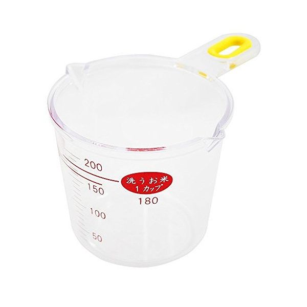 貝印 米計量機能付計量カップ200ml DG5003JANコード：4901601551990【商品詳細】無洗米1カップの目盛付きの計量カップ≪スペック≫■材質本体：スチロール樹脂（耐熱温度70度）、リング：エラストマー樹脂（耐熱温度120度）本体サイズ・・・120*87*74mm重量・・・39g【送料について】北海道、沖縄、離島は送料を頂きます。