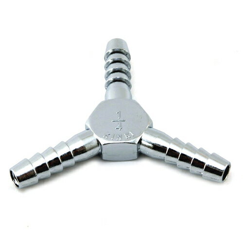 電動工具・エアーツールのエアー配管継ぎ手AT-11。エアーの分配　ゴムウレタンホース用。エアーの分配に。Crメッキ　ホース口9mm　サイズ1／4。