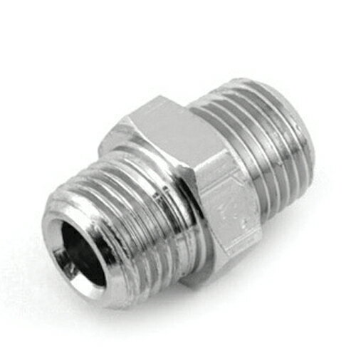 電動工具・エアーツールのエアー配管継ぎ手AT-54。エアー配管継手(中間同径ニップル)。ホース・機器の接続に(PT1/8インチオネジ・PT1/8オネジ)。