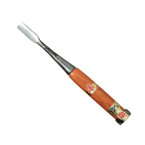 【用途】木彫り、彫刻作業。【機能・特徴】刃物が薄くできているので、突いたり・叩いたりして使用することができます。硬く靭性にも優れています。特殊溶解技術を駆使した高級刃物鋼です。【仕様】●刃先：浅丸12mm。【材質】●高級刃物鋼。【送料について】北海道、沖縄、離島は送料を頂きます。