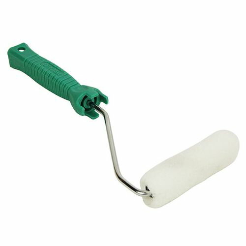 【用途】塗装作業ローラー。【機能・特徴】紙管は耐水・耐溶剤性に優れ、ローラーフレームにフィットします。ローラーカバーは、塗料との整合性を追求し、素材を厳選した化学繊維を使用しています。長時間の作業でもカバーが空回りすることなく、スムーズな回転で作業効率がアップします。コーナー・入隅・狭い所の塗装に最適です。【仕様】●サイズ(規格)：100mm。【材質】●最高級鋼材。【商品サイズ】幅120×高さ330×奥行40mm　重量130g【注意事項ほか】●水性・油性兼用です(ラッカー系は除く)。●コーナー部や凹凸面を塗るときは、コーラーバケの先端を使って塗装するときれいに濡れます。【送料について】北海道、沖縄、離島は送料を頂きます。