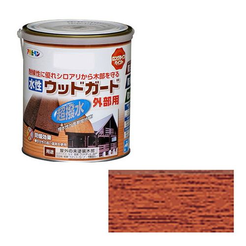 【用途】ログハウス・ウッドデッキ・雨戸・羽目板・板壁など屋外の未塗装木部への保護塗装。【機能・特徴】水性で塗りやすく、低臭タイプの木部専用塗料です。木目を生かした美しいステイン仕上げができ、日光や雨に強く耐候性が優れています。シロアリ、キク...