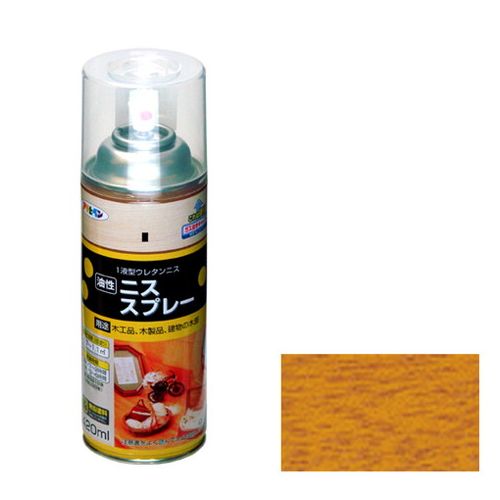 【用途】木製家具、木工品、フローリング、屋内外の木部、木製品の仕上塗装。【機能・特徴】摩擦、衝撃に強く、耐久性に優れているので、木製家具、木工品、廊下、建物木部のニス仕上げに最適です。着色と美しいツヤだしが同時にでき、木目を生かした美しいツヤに仕上がります。使用後安心して捨てられる、ガス抜きキャップ付です。【仕様】●内容量：420mL。●色：ライトオーク。●標準塗り面積(2回塗り)：0.7〜1.1m2(畳0.4〜0.6枚分)。●乾燥時間：夏期1〜2時間・冬期3〜6時間。●一般名：1液型ウレタン樹脂塗料。●消防法：第4類(引火性液体)・第二石油類・危険等級3・危険物含有量0.21L。●発火性・引火性の石油類の使用：有。【商品サイズ】幅66×高さ212×奥行66mm　重量450g