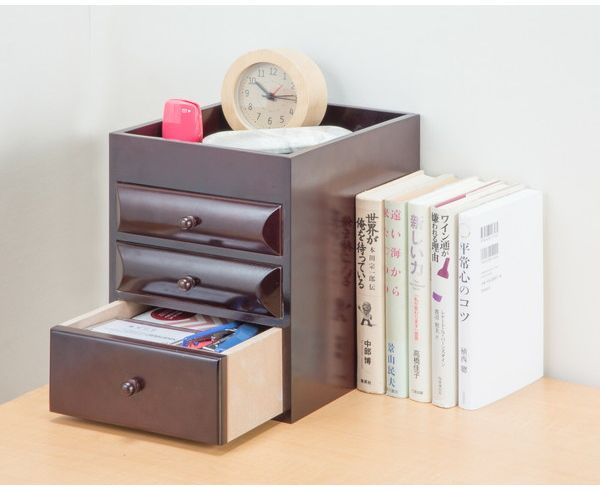 卓上整理チェスト 3段 完成品 木製 チェスト 書類整理 裁縫道具 救急箱 貴重品箱 ...