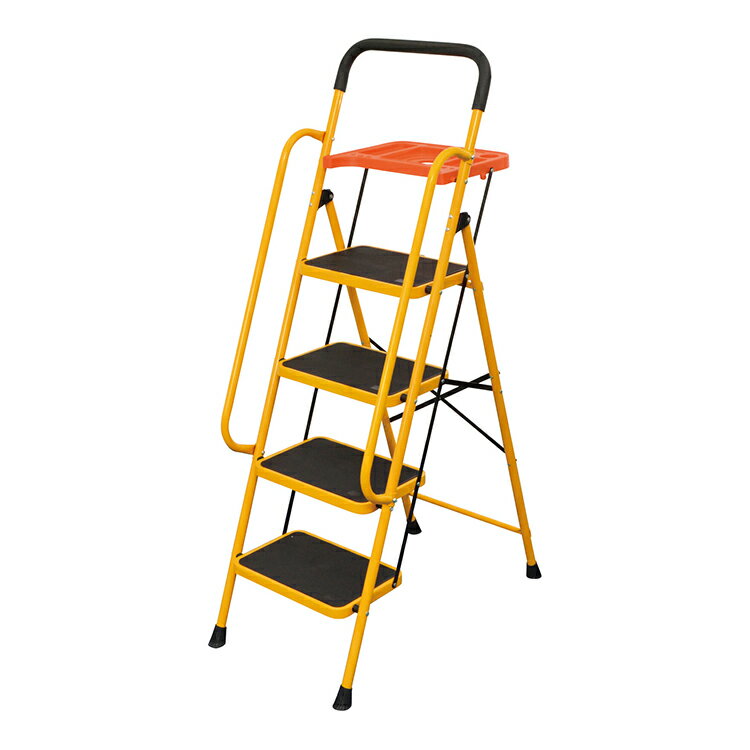 両手すりが付いて昇り降りが安心!荷物や工具などが置ける便利なトレー付き折りたたんでコンパクトに、スッキリ収納使いたい時にサッと広げて使えるから便利一部組立式 ※両手すりはネジで本体に取り付ける必要があります。■商品サイズサイズ:使用時:(約)幅47×奥行84×高さ150cm、折りたたみ時:(約)幅47×奥行21×高さ160cm、最上段の高さ:(約)97cm■素材フレーム:スチール、ステップ:ポリプロピレン■重量重さ:(約)9.9kg■生産国中国■備考耐荷重量:ステップ部:(約)100kg、トレー:(約)10kg【代引きについて】こちらの商品は、代引きでの出荷は受け付けておりません。【送料について】北海道、沖縄、離島は送料を頂きます。LINK両手すり付き脚立 3段両手すり付き脚立 4段
