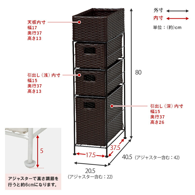 ランドリーラック 3杯 引き出し スリム 幅20.5cm ラタン調 完成品 収納 かご カゴ 籠 棚 すき間収納 スリム ランドリーバスケット キャスター ランドリーチェスト 洗面所 サニタリー 脱衣所(代引不可)【送料無料】 3
