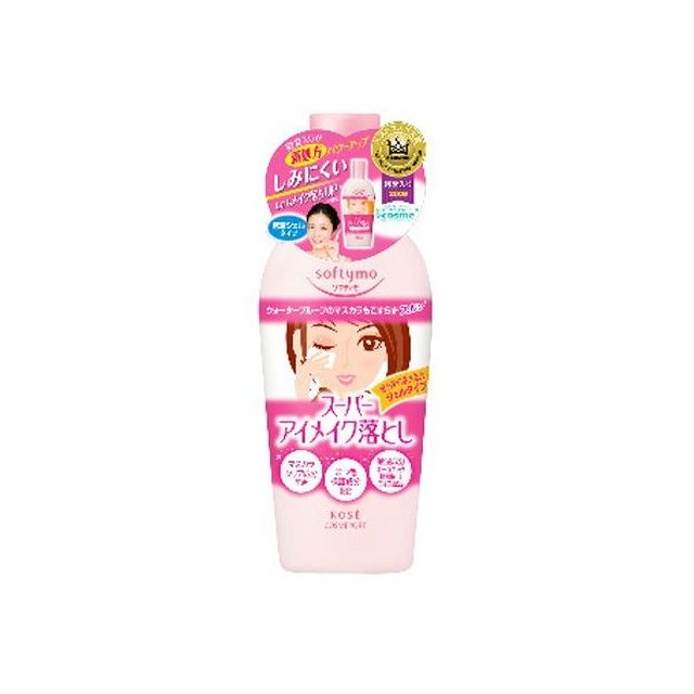 【商品詳細】振らずに使えるジェルタイプ。うるおいたっぷりの密着ジェルがウォータープルーフマスカラも大切なまつげをまもりながら、こすらずスルンと落とします。デリケートな目もとや口もとに、しっとりやさしい使用感です。みずみずしいジェルがWPマスカラやアイライナーにも素早くなじんでスルンと落とし、大切なまつ毛もまもります。涙に近い中性タイプで、目もとにもやさしい使用感です。使用方法コットンに適量をとり、アイメイクアップ料や口紅としばらくなじませてから、軽くふきとります。 マスカラを落とす時は、目を閉じて、液を含ませたコットンをまつ毛に数秒あて、まつ毛をはさむようにして液をなじませます。そのあと、強くこすらずひっぱらないようにしてやさしくふきとって下さい。注意事項・コンタクトレンズのよごれの原因になります。レンズをはずしてからお使いください。 ・目に入った時は、すぐに水で洗い流して下さい。 ・ご使用後は、キャップをきちんとしめてください。 ・乳幼児の手の届かないところに保管してください。 ・傷やはれもの・湿疹など、お肌に異常のあるときはお使いにならないでください。 ・使用中、赤み・はれ・かゆみ・刺激などの異常があらわれた場合は、使用を中止し、皮膚科専門医へご相談ください。そのまま使用を続けますと症状が悪化することがあります。 （スーパーアイメイク落とし素材・成分水・BG・水添ポリイソブテン・シクロメチコン・ジカプリン酸PG・エチルヘキサン酸セチル・パンテノール・ヒアルロン酸ヒドロキシプロピルトリモニウム・ローズマリーエキス・ローズマリー葉水・EDTA−2Na・TEA・アクリル酸アルキルコポリマー・ジカプリン酸ネオペンチルグリコール・ラウリル硫酸Na・フェノキシエタノール・メチルパラベン水・BG・水添ポリイソブテン・エタノール・アルギニン・グリコシルトレハロース・コムギ胚芽油・トコフェロール・ヒアルロン酸Na・加水分解シルク・EDTA−2Na・アクリル酸アルキルコポリマー・ラウリル硫酸Na・加水分解水添デンプン・フェノキシエタノール・メチルパラベン商品区分：化粧品製造国：日本発売元、製造元、輸入元又は販売元コーセーコスメポート【代引きについて】こちらの商品は、代引きでの出荷は受け付けておりません。【送料について】北海道、沖縄、離島は送料を頂きます。【商品詳細】振らずに使えるジェルタイプ。うるおいたっぷりの密着ジェルがウォータープルーフマスカラも大切なまつげをまもりながら、こすらずスルンと落とします。デリケートな目もとや口もとに、しっとりやさしい使用感です。みずみずしいジェルがWPマスカラやアイライナーにも素早くなじんでスルンと落とし、大切なまつ毛もまもります。涙に近い中性タイプで、目もとにもやさしい使用感です。使用方法コットンに適量をとり、アイメイクアップ料や口紅としばらくなじませてから、軽くふきとります。 マスカラを落とす時は、目を閉じて、液を含ませたコットンをまつ毛に数秒あて、まつ毛をはさむようにして液をなじませます。そのあと、強くこすらずひっぱらないようにしてやさしくふきとって下さい。注意事項・コンタクトレンズのよごれの原因になります。レンズをはずしてからお使いください。 ・目に入った時は、すぐに水で洗い流して下さい。 ・ご使用後は、キャップをきちんとしめてください。 ・乳幼児の手の届かないところに保管してください。 ・傷やはれもの・湿疹など、お肌に異常のあるときはお使いにならないでください。 ・使用中、赤み・はれ・かゆみ・刺激などの異常があらわれた場合は、使用を中止し、皮膚科専門医へご相談ください。そのまま使用を続けますと症状が悪化することがあります。 （スーパーアイメイク落とし素材・成分水・BG・水添ポリイソブテン・シクロメチコン・ジカプリン酸PG・エチルヘキサン酸セチル・パンテノール・ヒアルロン酸ヒドロキシプロピルトリモニウム・ローズマリーエキス・ローズマリー葉水・EDTA−2Na・TEA・アクリル酸アルキルコポリマー・ジカプリン酸ネオペンチルグリコール・ラウリル硫酸Na・フェノキシエタノール・メチルパラベン水・BG・水添ポリイソブテン・エタノール・アルギニン・グリコシルトレハロース・コムギ胚芽油・トコフェロール・ヒアルロン酸Na・加水分解シルク・EDTA−2Na・アクリル酸アルキルコポリマー・ラウリル硫酸Na・加水分解水添デンプン・フェノキシエタノール・メチルパラベン商品区分：化粧品製造国：日本発売元、製造元、輸入元又は販売元コーセーコスメポート
